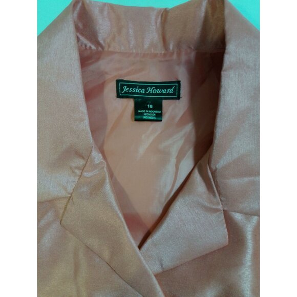 Jessica Howard Sleeveless Pink Satin Wrap Dress Belt Colorblock Hemline size 18 - Picture 7 of 16